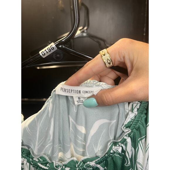 Perseption Concept Green Tropical Leaf Print Blouse - Women’s Size‎ S - Picture 4 of 4